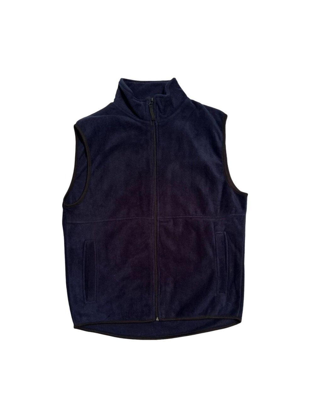 Port & Company Womens Navy Blue Fleece Vest Medium Zippered Front Pockets NWT